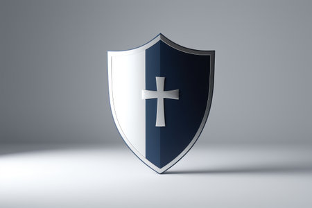 Blue and white shield materialの素材