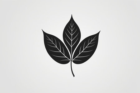 Simple black three-leaf plant patternの素材