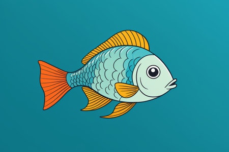 Cartoon fish blue background illustration materialの素材