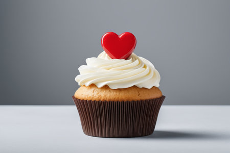 Cupcakes with red heart decorationsの素材