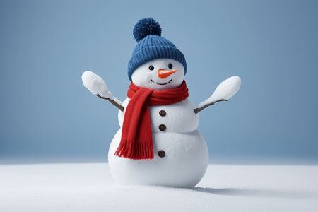 Snowman in scarf hat with arms outstretchedの素材