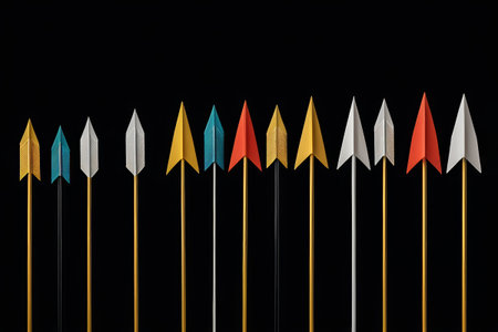 Multicolor arrows arranged neatlyの素材