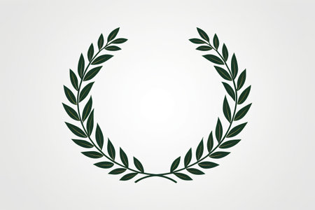 Simple green leaf olive branch wreath design materialsの素材