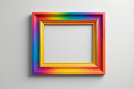 Color frame hanging on white wallの素材