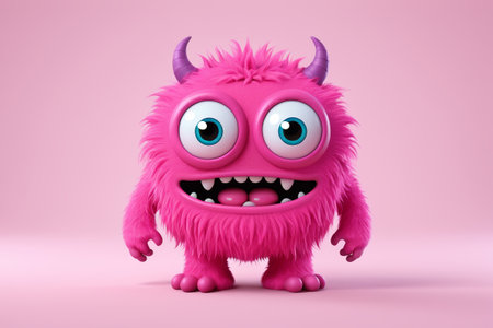 Pink cartoon monster imageの素材