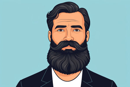 Portrait illustration of a bearded manの素材