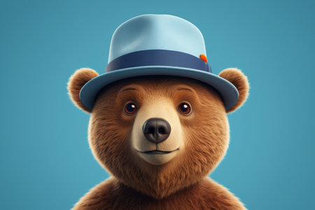 Portrait of cartoon bear in hatの素材