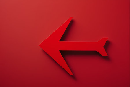 Arrow symbol on red backgroundの素材