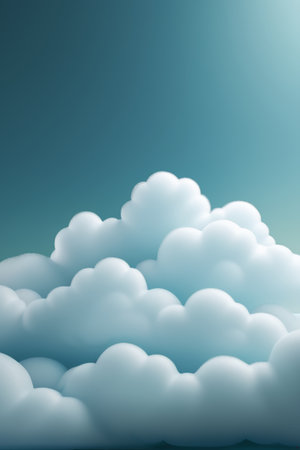 Fluffy clouds in a blue skyの素材