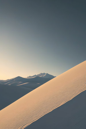 Desert dunes and distant mountain sceneryの素材