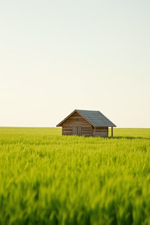 Log cabin natural landscape on the wildernessの素材