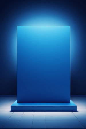 Blue stereoscopic display stand backgroundの素材