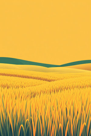 Golden wheat fields and idyllic sceneryの素材