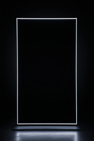 Glowing Rectangular Frame with Black Backgroundの素材