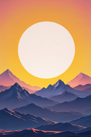 Landscape of rolling mountains at sunsetの素材