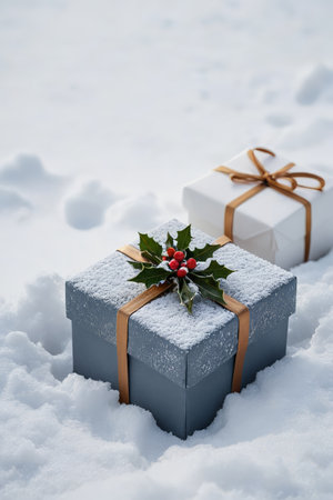 Holiday gifts in the snowの素材