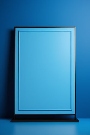 Modern frame display on blue backgroundの素材