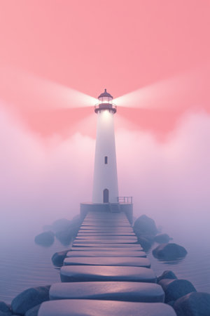 Lighthouse in the Mist and Extended Slate Road Viewの素材