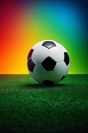 Football on the green fieldの素材