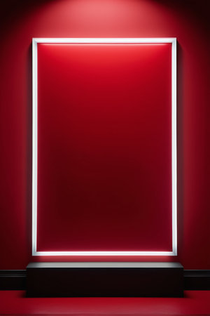 Light-up rectangular frame with red backgroundの素材