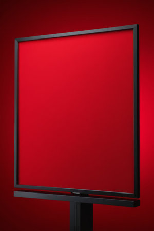 Stand-up display with red backgroundの素材