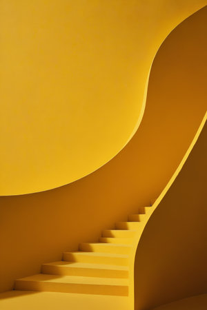 Yellow abstract style staircase spaceの素材