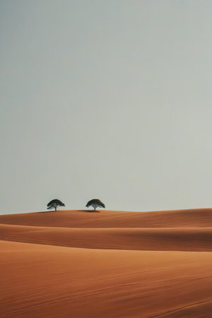 Two lone trees in the desertの素材