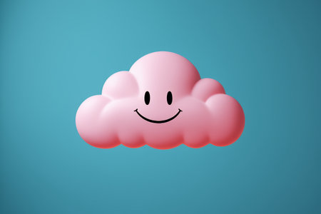 there is a pink cloud with a smiling face on itの素材