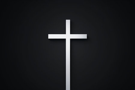 a close up of a cross on a black background with a black backgroundの素材