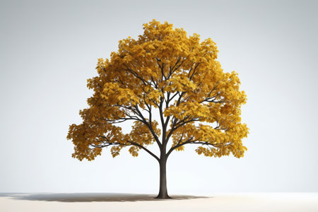arafed tree with yellow leaves on a white surfaceの素材