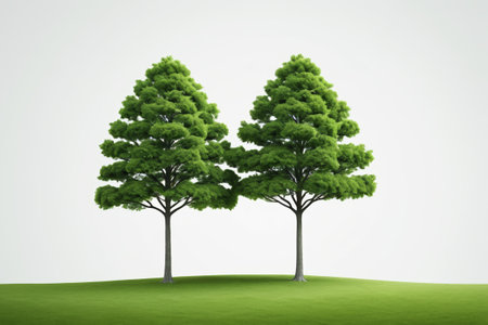 there are two trees that are standing on a hillの素材