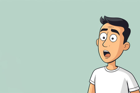 cartoon man with a surprised look on his faceの素材