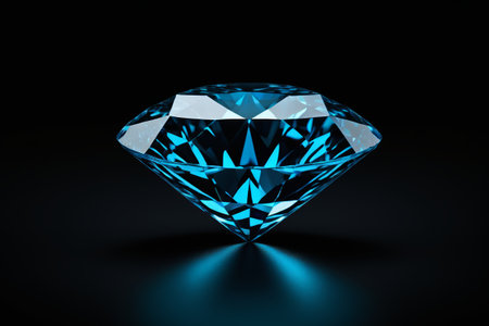 a close up of a blue diamond on a black backgroundの素材