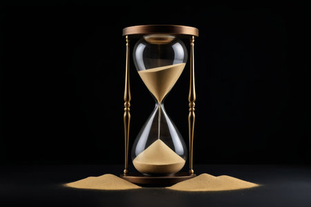 arafed hourglass with sand on a black backgroundの素材