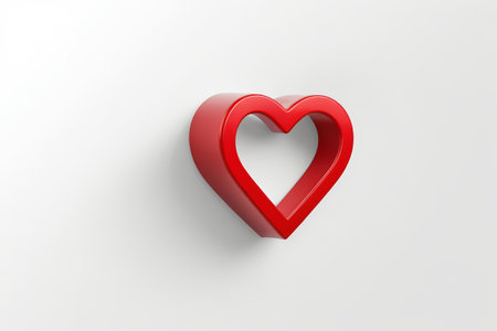 a close up of a red heart shaped object on a white surfaceの素材
