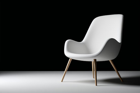 a close up of a white chair with a wooden legの素材