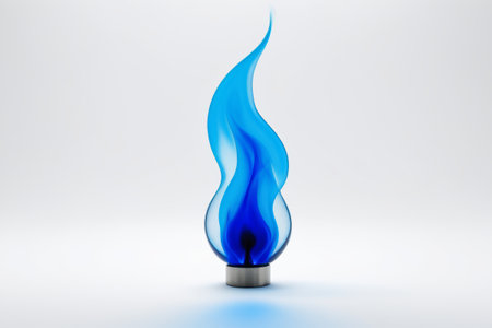there is a blue flame that is on a white surfaceの素材