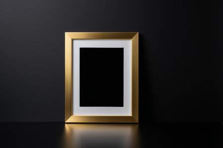 a close up of a picture frame on a table with a black backgroundの素材