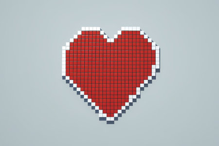 there is a pixel heart made of squares on a gray backgroundの素材