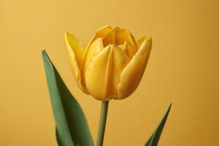 there is a yellow tulip that is in a vaseの素材