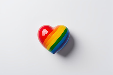 there is a heart shaped object with a rainbow colored stripe on itの素材