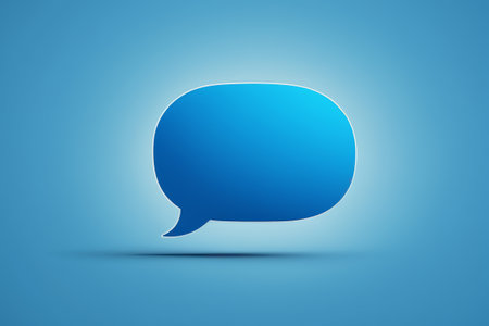 arafed blue speech bubble icon with shadow on blue backgroundの素材