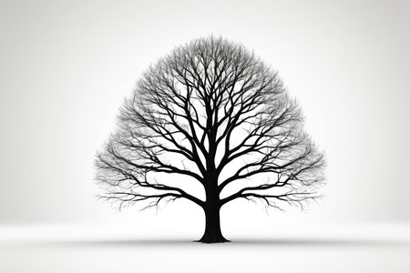 a tree with no leaves on it is shown in black and whiteの素材
