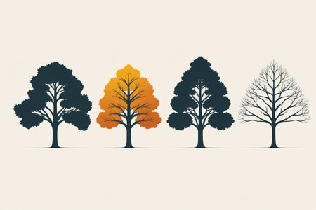 a close up of a row of trees with different colorsの素材