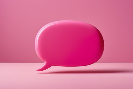 a close up of a pink speech bubble on a pink surfaceの素材