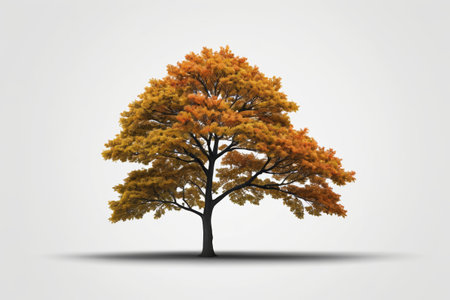 there is a tree with yellow leaves on a white backgroundの素材