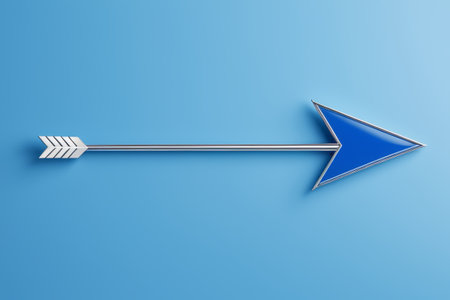 arrows are blue and silver on a blue backgroundの素材