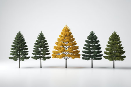 there are five trees that are standing in a rowの素材