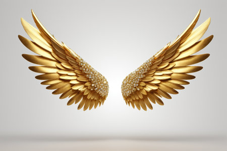 wings with pearls on them are flying in the airの素材