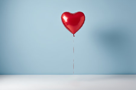 there is a red balloon with a heart shaped balloon attached to itの素材